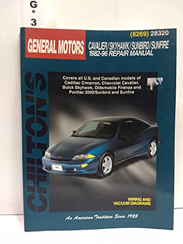 Stock image for Chilton's General Motors Cavalier/Skyhawk/Sunbird/Sunfire 1982-1986 Repair Manual (Covers All U.S. and Canadian Models of Cadillac Cimarron, Chevrolet Cavalier, Buick Skyhawk, Oldsmobile Firenza and Pontiac 2000/Sunbird and Sunfire). for sale by Black Cat Hill Books