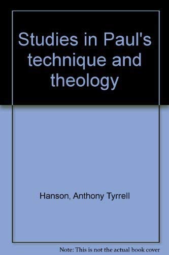 Stock image for Studies in Paul's Technique and Theology for sale by Better World Books
