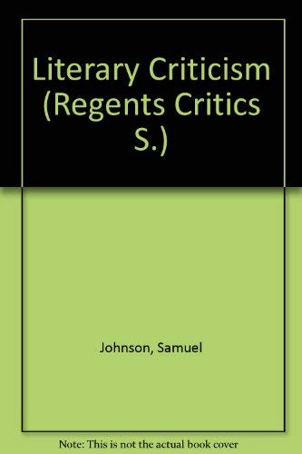 9780803204690: Literary Criticism (Regents Critics S.)