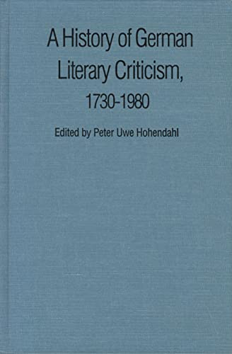 9780803223400: A History of German Literary Criticism, 1730-1980