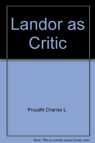 Stock image for Landor As Critic for sale by Better World Books