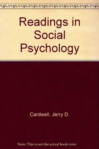 Imagen de archivo de Readings in Social Psychology a la venta por Ergodebooks