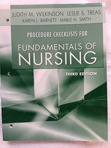 Beispielbild fr Procedure Checklists for Fundamentals of Nursing - Third Edition zum Verkauf von Better World Books