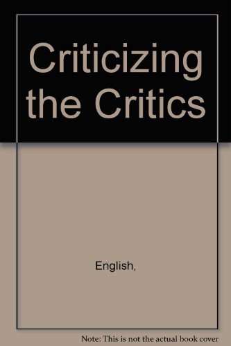 Beispielbild fr Criticizing the Critics zum Verkauf von Wonder Book
