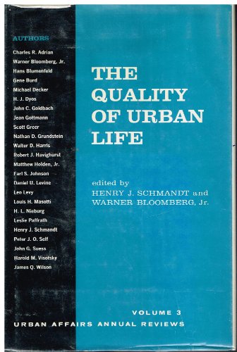 Beispielbild fr The Quality of Urban Life - Volume 3: Urban Affairs Annual Reviews zum Verkauf von Ed Buryn Books