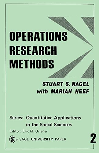 Stock image for Operations Research Methods: As Applied to Political Science and the Legal Process (Quantitative Applications in the Social Sciences) for sale by Wonder Book