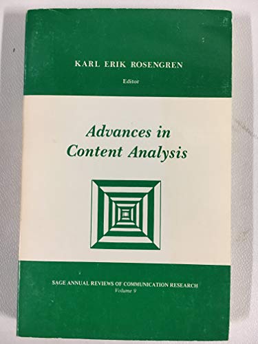 9780803915558: Advances in Content Analysis (SAGE Series in Communication Research)