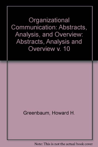 9780803916067: Organizational Communication: Abstracts, Analysis, and Overview