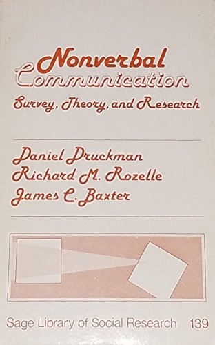 Stock image for Nonverbal Communication: Survey, Theory, and Research (SAGE Library of Social Research) for sale by HPB-Red