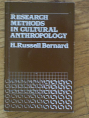 Beispielbild fr Research Methods in Cultural Anthropology zum Verkauf von Better World Books