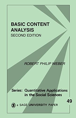 Stock image for Basic Content Analysis (Quantitative Applications in the Social Sciences) for sale by HPB-Red