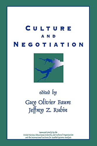 Beispielbild fr Culture and Negotiation: The Resolution of Water Disputes zum Verkauf von 2nd Life Books