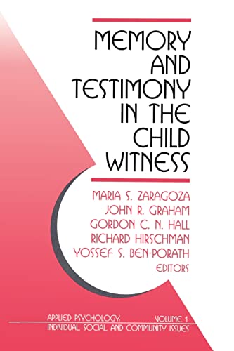 Imagen de archivo de Memory and Testimony in the Child Witness (Applied Psychology : Individual, Social, and Community Issues, 1) a la venta por HPB-Diamond