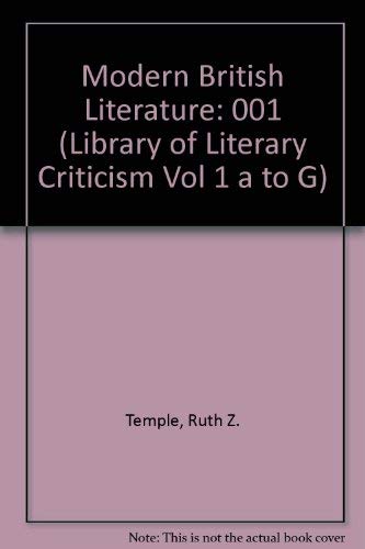 Beispielbild fr Modern British Literature: 001 (Library of Literary Criticism Vol 1 a to G) zum Verkauf von NEPO UG