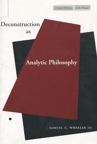 9780804737531: Deconstruction as Analytic Philosophy (Cultural Memory in the Present)