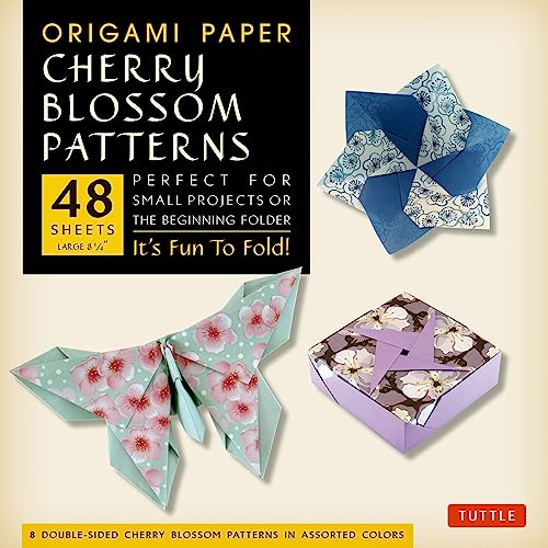9780804844840: Origami Paper- Cherry Blossom Patterns Large 8 1/4" 48 sh: Tuttle Origami Paper: Double-Sided Origami Sheets Printed with 8 Different Patterns (Instructions for 5 Projects Included)
