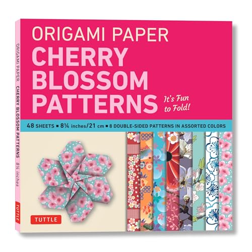 9780804844840: Origami Cherry Blossoms Paper Pack Large 8 1/4: 48 Sheets. 8 Double-Sided Patterns in Assorted Colours: It's Fun to Fold! (Origami Paper): Tuttle ... (Instructions for 5 Projects Included)