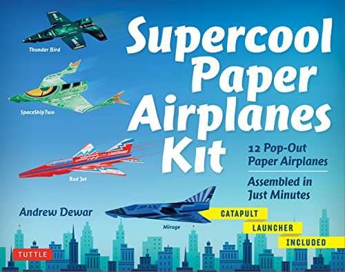 Stock image for Supercool Paper Airplanes Kit: 12 Pop-Out Paper Airplanes Assembled in About a Minute: Kit Includes Instruction Book, Pre-Printed Planes & Catapult Launcher for sale by Bellwetherbooks