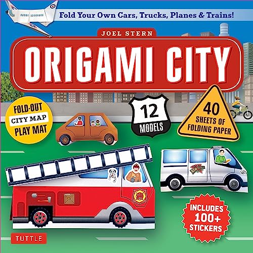 9780804847605: Origami City Kit: Fold Your Own Cars, Trucks, Planes & Trains!: Kit Includes Origami Book, 12 Projects, 40 Origami Papers, 130 Stickers and City Map