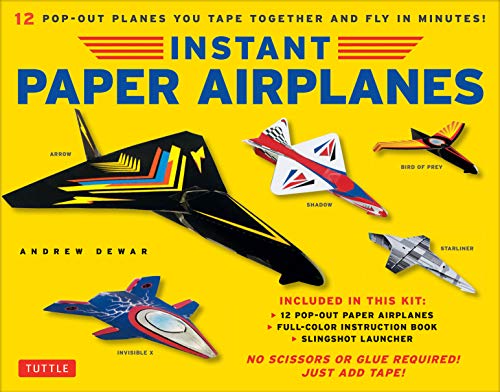 Beispielbild fr Instant Paper Airplanes Kit: 12 Pop-out Airplanes You Tape Together and Fly in Minutes! [12 precut pop-out airplanes; slingshot launcher, tape & full-color book] zum Verkauf von Bellwetherbooks