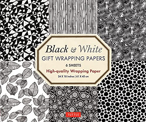 Stock image for Black White Gift Wrapping Papers 6 sheets: High-Quality 24 x 18 inch (61 x 45 cm) Wrapping Paper for sale by Books-FYI, Inc.