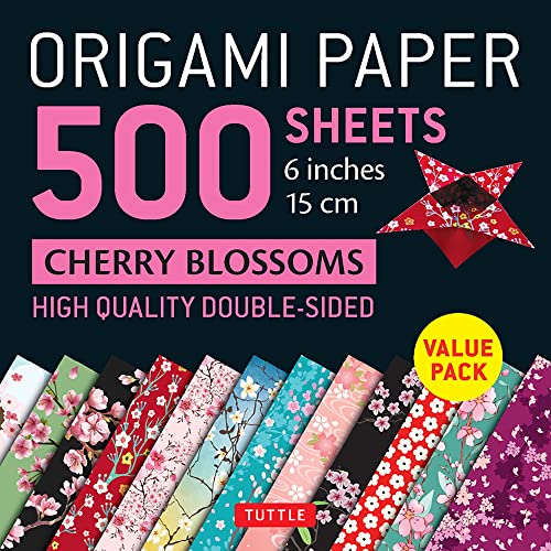 Stock image for Origami Paper 500 sheets Cherry Blossoms 6 inch 15 cm Tuttle Origami Paper HighQuality DoubleSided Origami Sheets Printed with 12 Different for 6 Projects Included Stationery for sale by PBShop.store UK