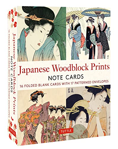 

Japanese Woodblock Prints, 16 Note Cards: 16 Different Blank Cards with 17 Patterned Envelopes in a Keepsake Box!