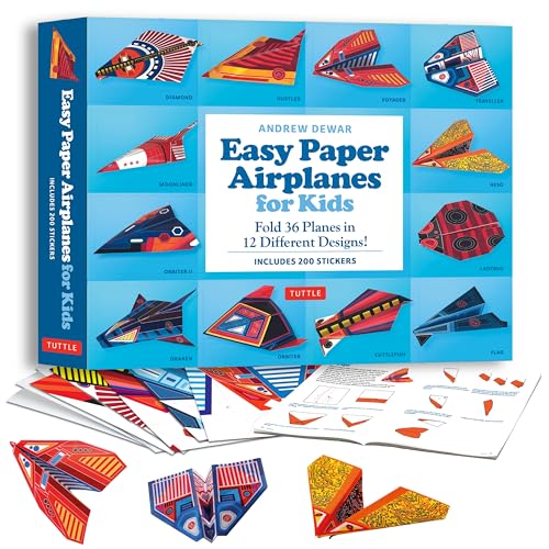Beispielbild fr Easy Paper Airplanes for Kids Kit: Fold 36 Paper Planes in 12 Different Designs! (Includes 150 Stickers!) [Paperback] Dewar, Andrew zum Verkauf von Lakeside Books