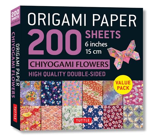 9780804856881: Origami Paper 200 sheets Chiyogami Flowers 6" (15 cm): Tuttle Origami Paper: Double Sided Origami Sheets Printed with 12 Different Designs (Instructions for 5 Projects Included)