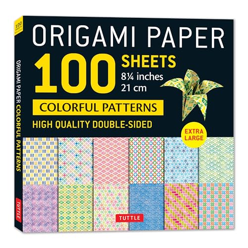 9780804857406: Origami Paper 100 sheets Colorful Patterns 8 1/4" (21 cm): Extra Large Double-Sided Origami Sheets Printed with 12 Different Color Combinations (Instructions for 5 Projects Included)