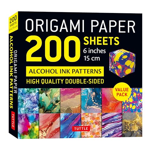 9780804858250: Origami Paper 200 sheets Alcohol Ink Patterns 6" (15 cm): Tuttle Origami Paper: Double-Sided Origami Sheets Printed with 12 Designs (Instructions for 5 Projects Included)