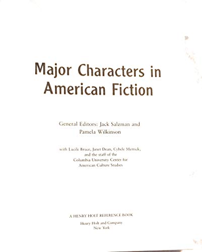 Beispielbild fr Major Characters in American Fiction zum Verkauf von Better World Books