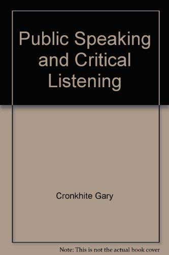 Imagen de archivo de Public Speaking and Critical Listening a la venta por Better World Books