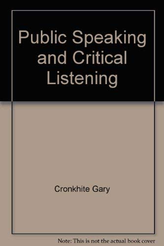 Stock image for Public Speaking and Critical Listening for sale by Better World Books