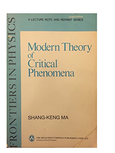 Stock image for Modern Theory of Critical Phenomena (Frontiers in Physics, No. 46) for sale by Mispah books