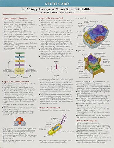 Biology Study Card: Concepts & Connections (9780805371178) by Campbell