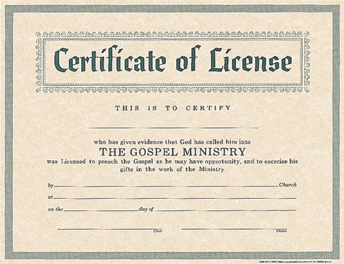 Certificate of License for Minister (9780805472684) by Broadman & Holman Publishers