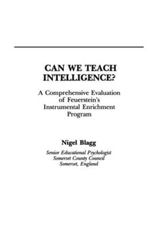 Beispielbild fr Can We Teach Intelligence? zum Verkauf von Blackwell's