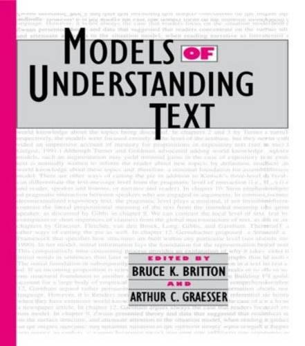 9780805818499: Models of Understanding Text (Cog Studies Grp of the Inst for Behavioral Research at UGA)