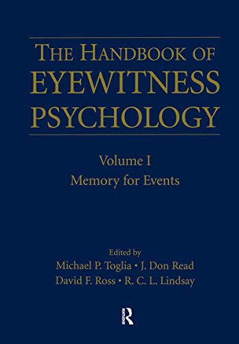 Stock image for The Handbook of Eyewitness Psychology: Volume I: Memory for Events for sale by Front Cover Books