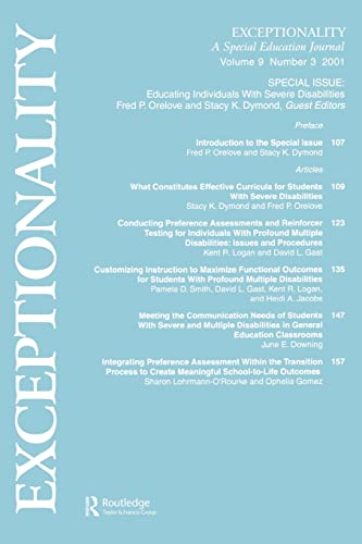 Beispielbild fr Educating Individuals With Severe Disabilities : A Special Issue of exceptionality zum Verkauf von Blackwell's