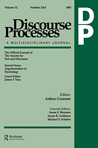 Imagen de archivo de Argumentation in Psychology: A Special Double Issue of "Discourse Processes": Volume 32 a la venta por Chiron Media