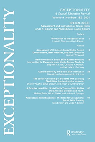 Beispielbild fr Assessment and Instruction of Social Skills : A Special Double Issue of Exceptionality zum Verkauf von Blackwell's