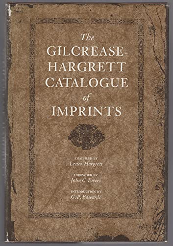 Stock image for The Gilcrease-Hargrett Catalogue of Imprints for sale by Optical Insights