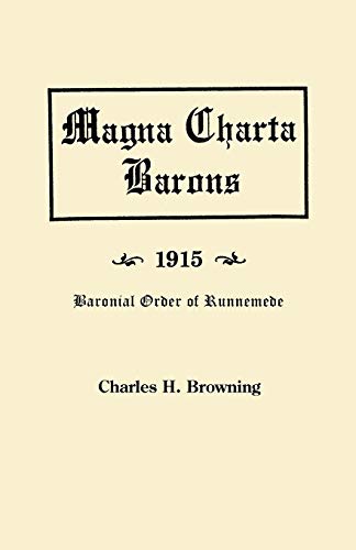 Stock image for Magna Charta Barons, 1915 Baronial Order of Runnemede for sale by PBShop.store US