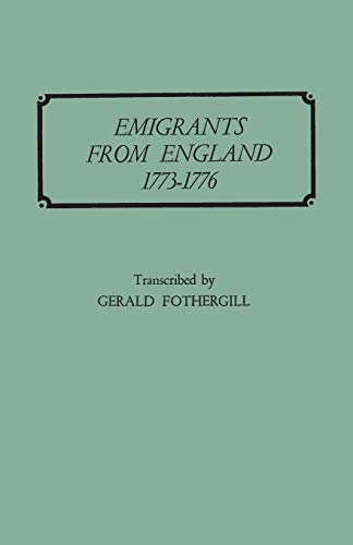 Beispielbild fr Emigrants from England, 1773-1776 zum Verkauf von Chiron Media