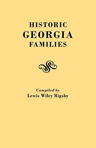 9780806302980: Historic Georgia Families