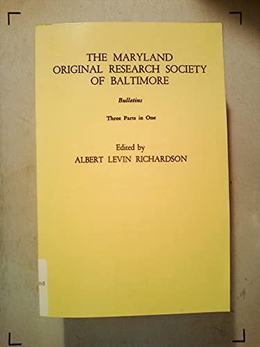 Imagen de archivo de The Maryland Original Research Society of Baltimore With a New Introduction by P. William Filby a la venta por Gerry Kleier Rare Books