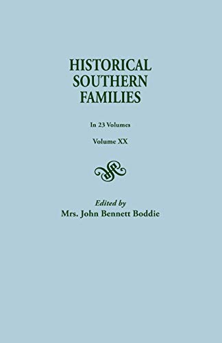 Beispielbild fr Historical Southern Families. in 23 Volumes. Volume XX zum Verkauf von Chiron Media