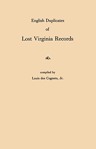 Beispielbild fr English Duplicates of Lost Virginia Records zum Verkauf von Chiron Media